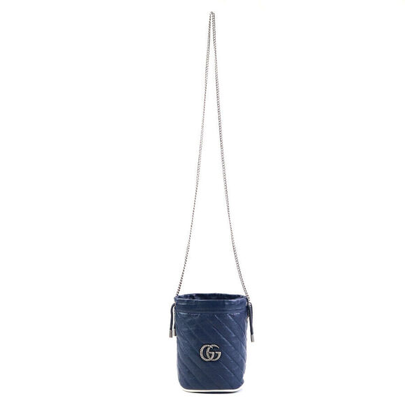 Auth Gucci Gg Marmont Shoulder Bag Navy #160788G51B - Picture 14 of 14